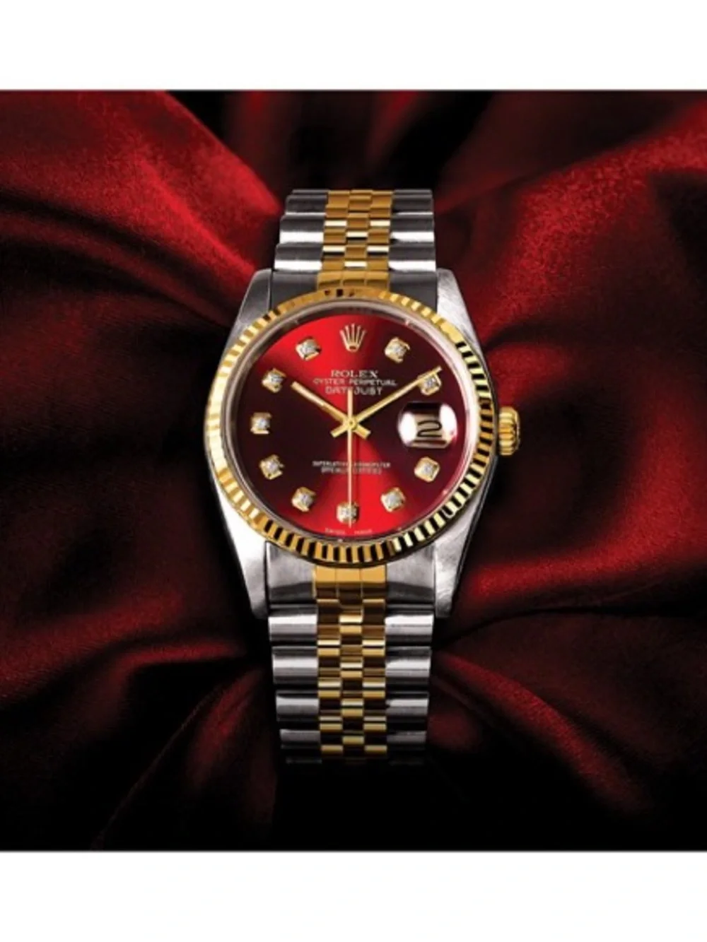 Pre-Owned Rolex 36mm Datejust - Custom Red Diamond Dial & 18k Gold Fluted Bezel